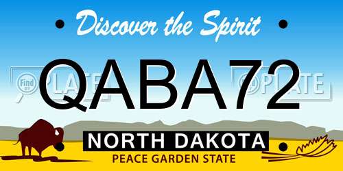 QABA72 North Dakota License Plate