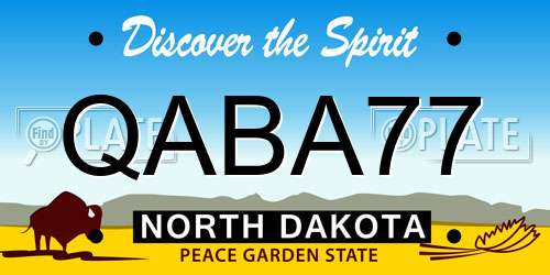 QABA77 North Dakota License Plate
