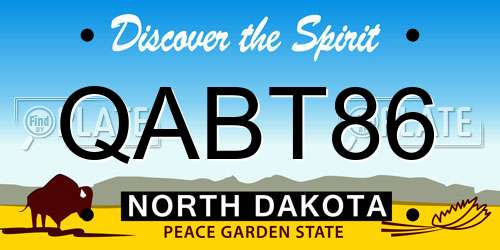 QABT86 North Dakota License Plate