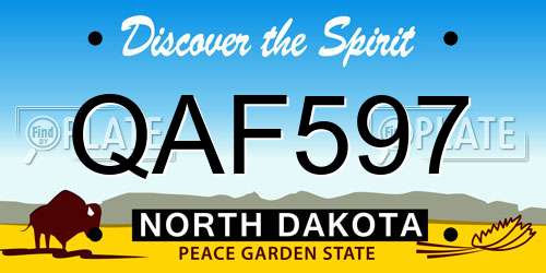QAF597 North Dakota License Plate
