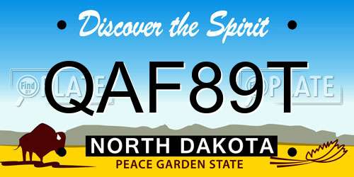 QAF89T North Dakota License Plate