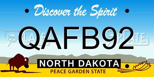 QAFB92 North Dakota License Plate