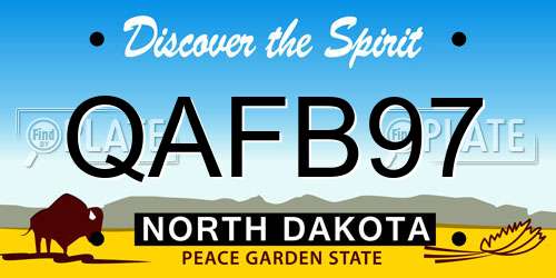QAFB97 North Dakota License Plate