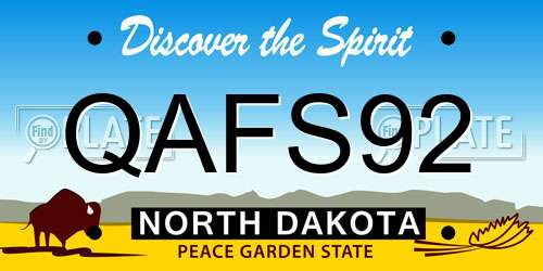 QAFS92 North Dakota License Plate