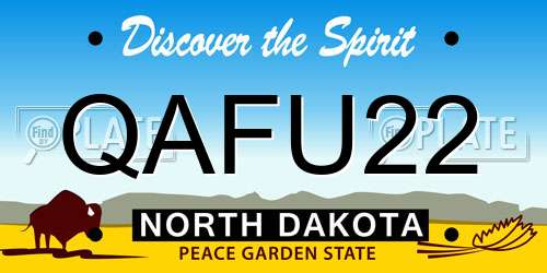 QAFU22 North Dakota License Plate
