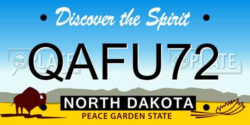QAFU72 North Dakota License Plate