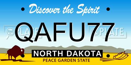 QAFU77 North Dakota License Plate