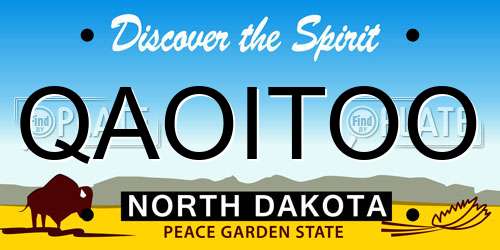 QAOITOO North Dakota License Plate