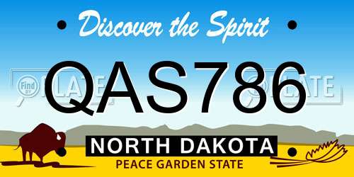 QAS786 North Dakota License Plate