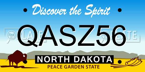 QASZ56 North Dakota License Plate