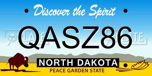 QASZ86 North Dakota License Plate
