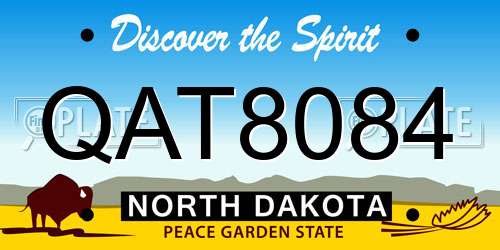 QAT8084 North Dakota License Plate