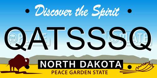 QATSSSQ North Dakota License Plate