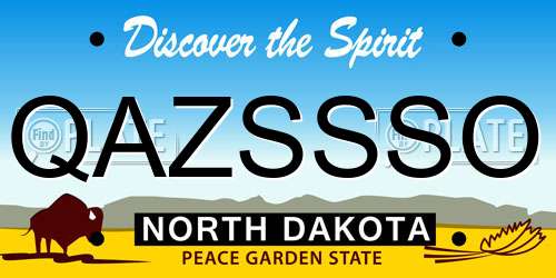 QAZSSSO North Dakota License Plate
