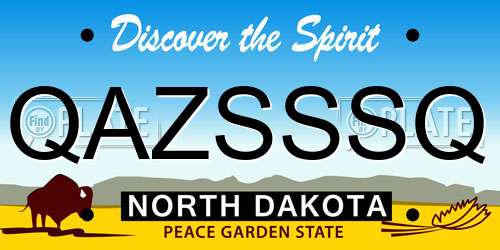 QAZSSSQ North Dakota License Plate
