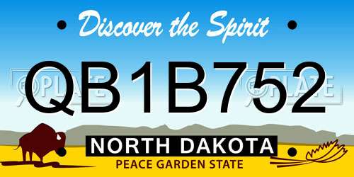 QB1B752 North Dakota License Plate