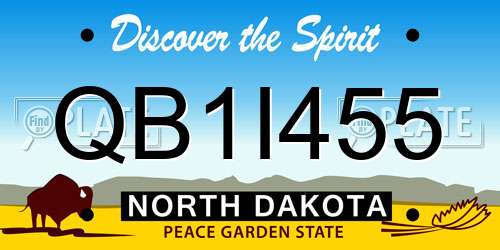 QB1I455 North Dakota License Plate