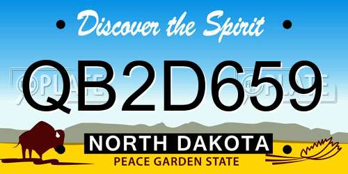 QB2D659 North Dakota License Plate