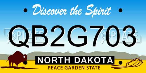 QB2G703 North Dakota License Plate