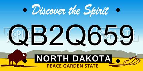 QB2Q659 North Dakota License Plate