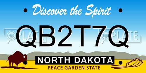 QB2T7Q North Dakota License Plate