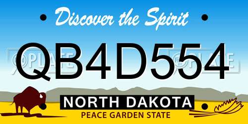 QB4D554 North Dakota License Plate