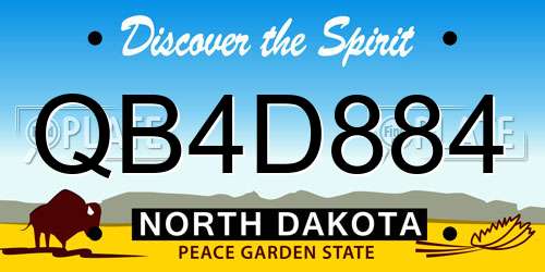 QB4D884 North Dakota License Plate