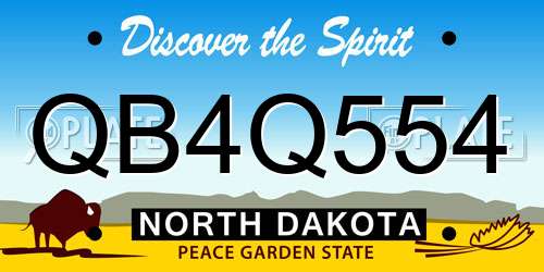 QB4Q554 North Dakota License Plate