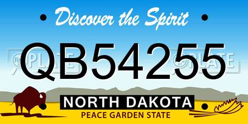QB54255 North Dakota License Plate