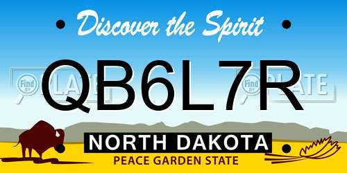 QB6L7R North Dakota License Plate
