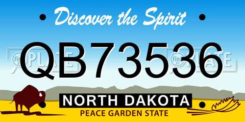 QB73536 North Dakota License Plate