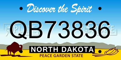 QB73836 North Dakota License Plate