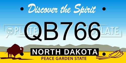 QB766 North Dakota License Plate