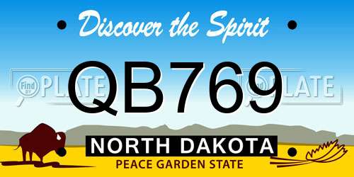 QB769 North Dakota License Plate