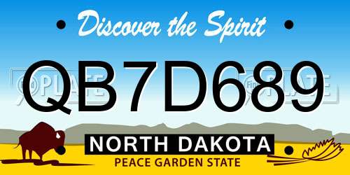 QB7D689 North Dakota License Plate