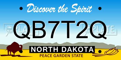 QB7T2Q North Dakota License Plate
