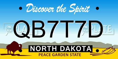 QB7T7D North Dakota License Plate