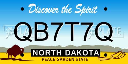 QB7T7Q North Dakota License Plate