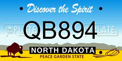 QB894 North Dakota License Plate