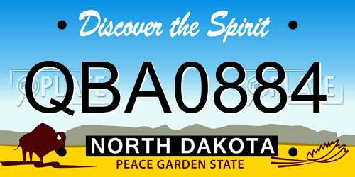 QBA0884 North Dakota License Plate