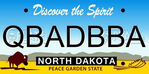 QBADBBA North Dakota License Plate
