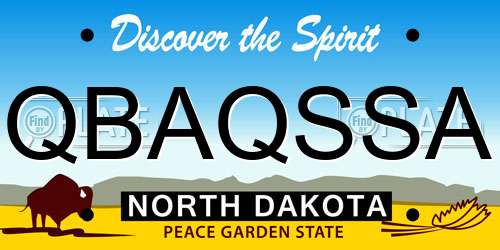 QBAQSSA North Dakota License Plate