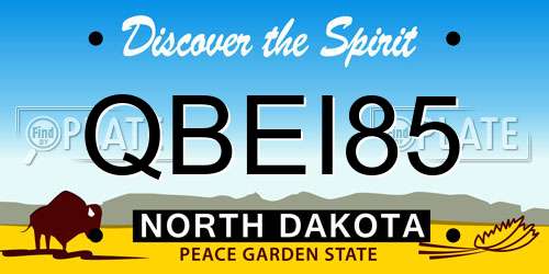 QBEI85 North Dakota License Plate