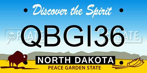 QBGI36 North Dakota License Plate