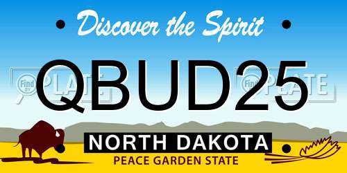 QBUD25 North Dakota License Plate