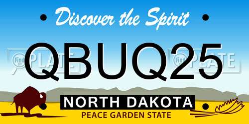 QBUQ25 North Dakota License Plate