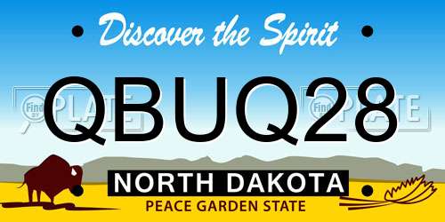 QBUQ28 North Dakota License Plate