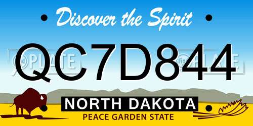 QC7D844 North Dakota License Plate