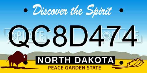 QC8D474 North Dakota License Plate