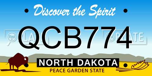 QCB774 North Dakota License Plate